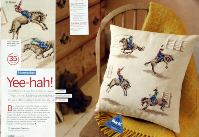 cross stitch cushion with cowboy and horse (1)