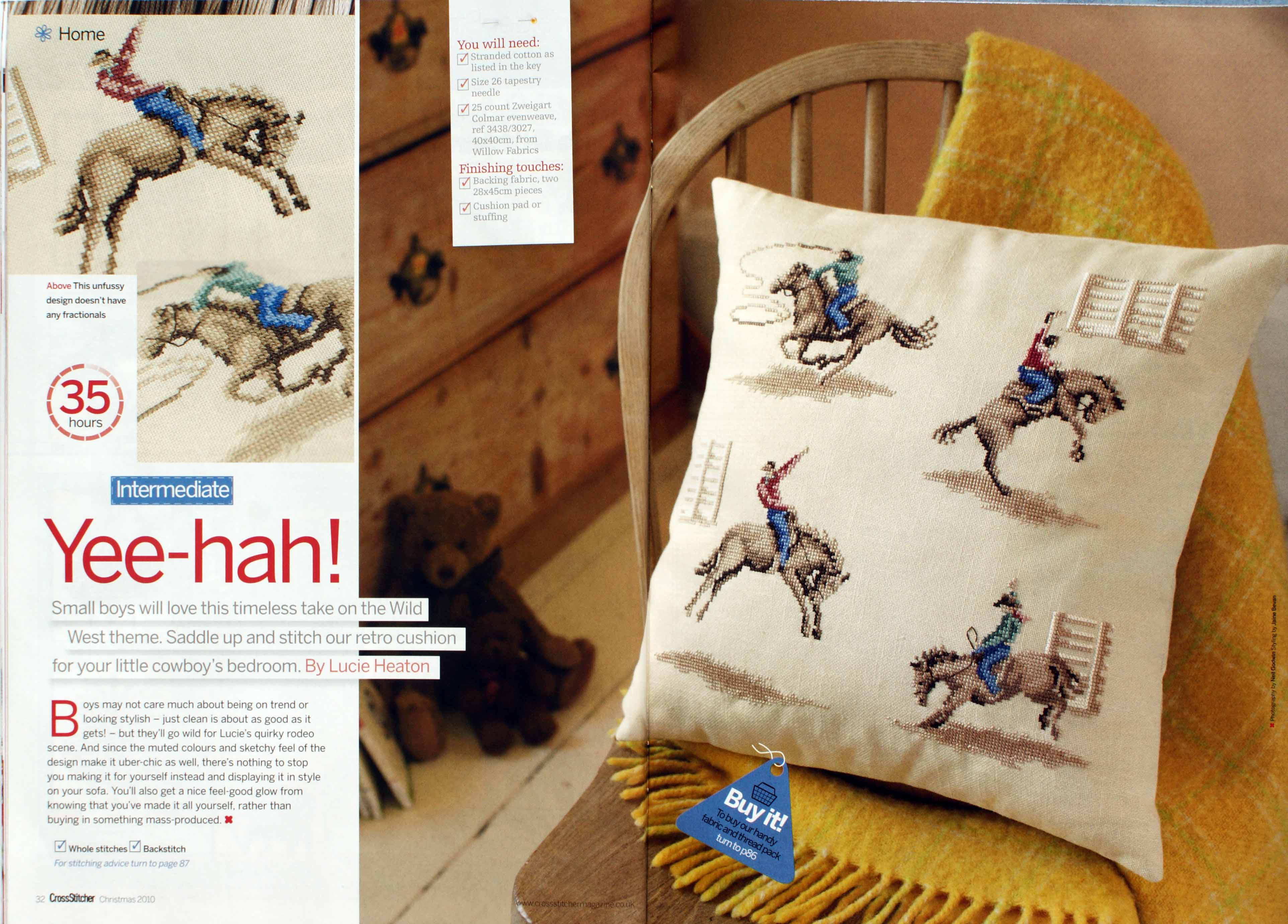 cross stitch cushion with cowboy and horse (1)