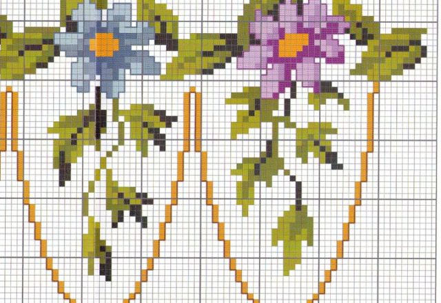 cross stitch flowers and frame border