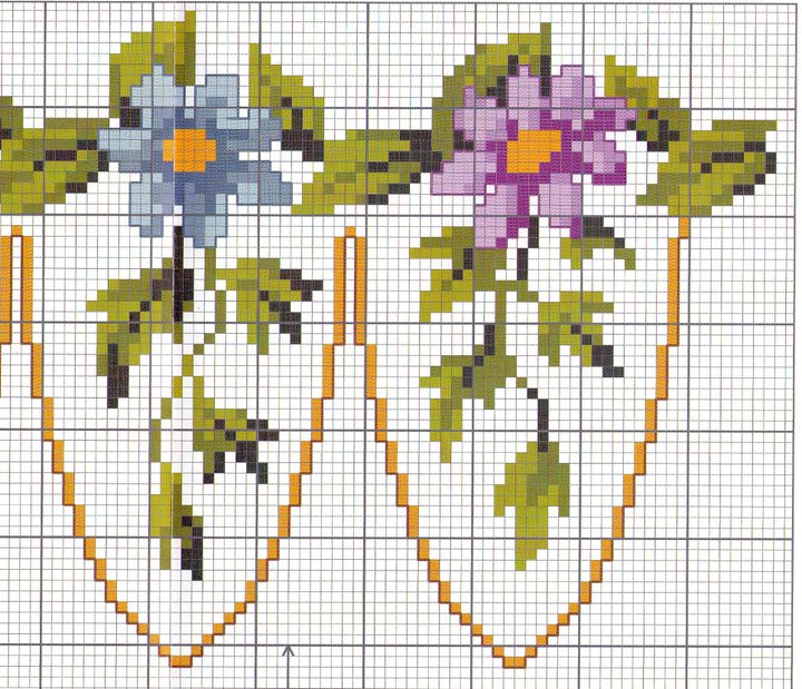 cross stitch flowers and frame border