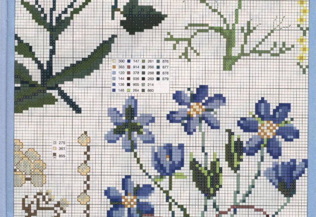 cross stitch pattern of floral borders