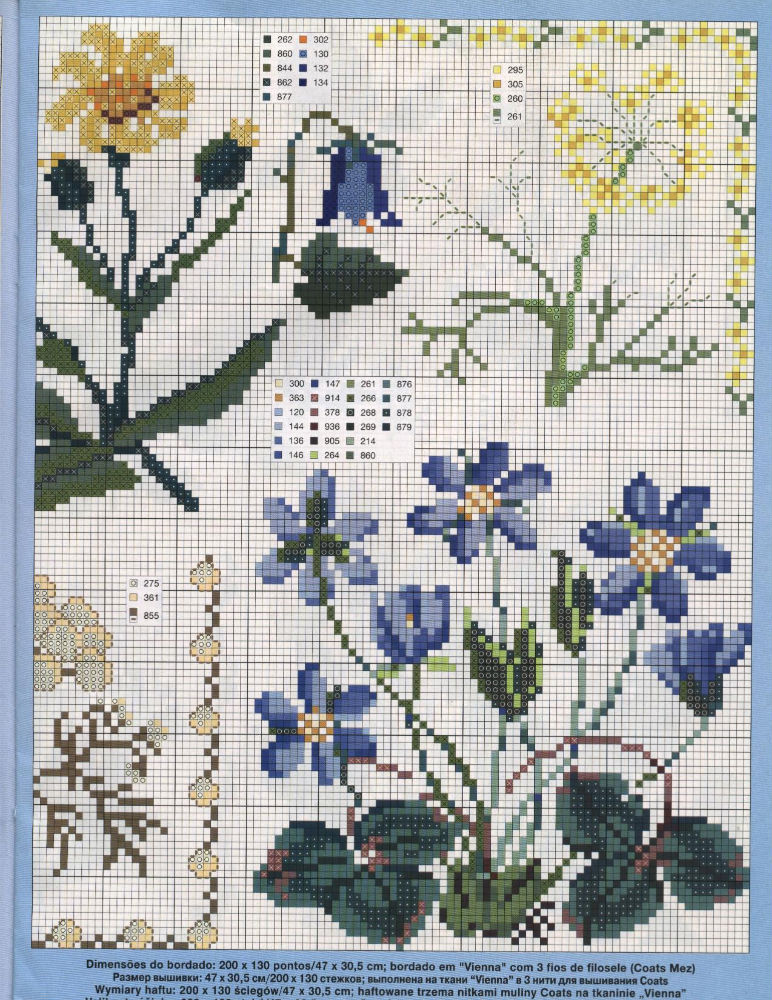 cross stitch pattern of floral borders