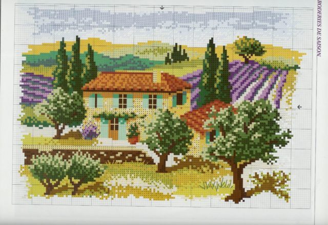cross stitch picture lavender field (3)