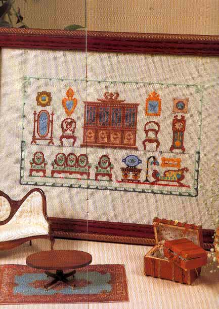 cross stitch picture portraying the home furniture (1)