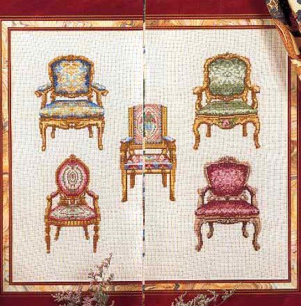 cross stitch picture with vintage armchairs (1)