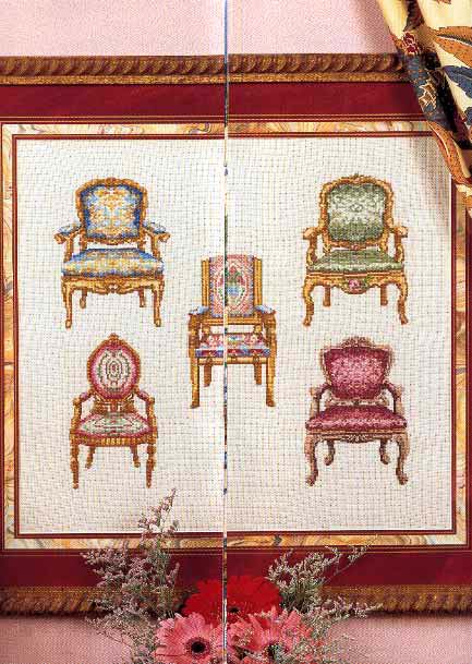 cross stitch picture with vintage armchairs (1)