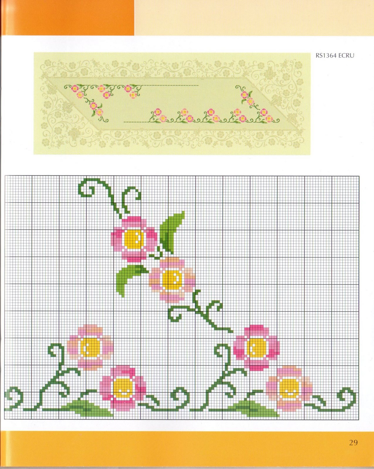 cross stitch pink flowers centerpieces simple (2)