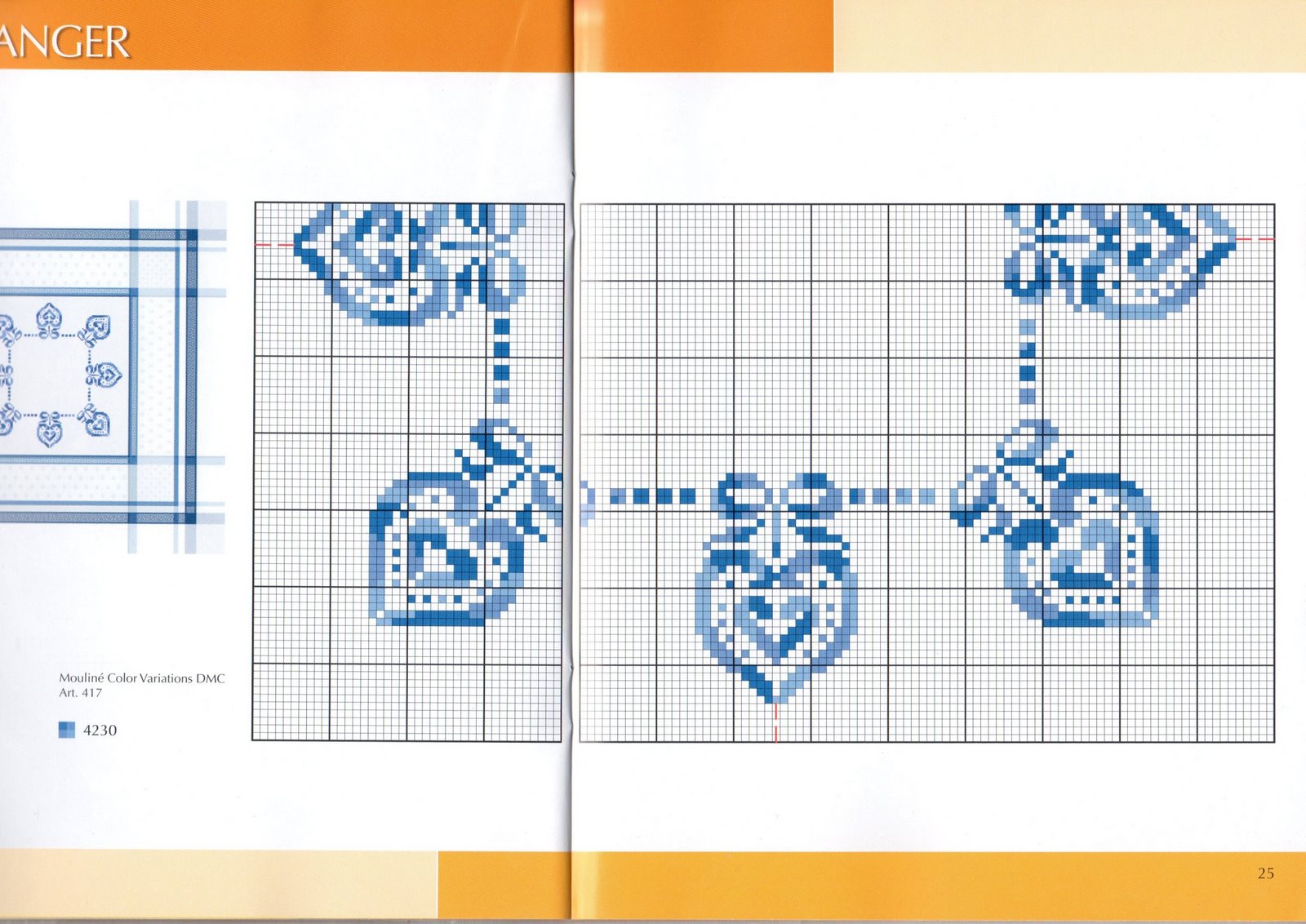 cross-stitch placemat with hearts and blue ribbons (2)