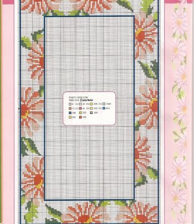 cross-stitch placematwith pinl flowers (2)