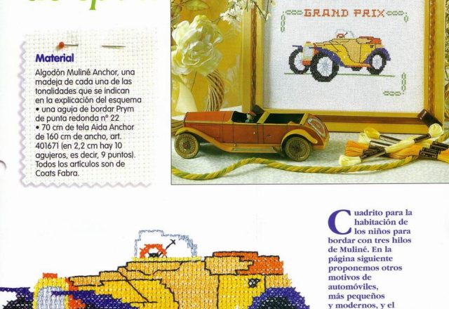 cross stitch small picture with vintage cars (1)
