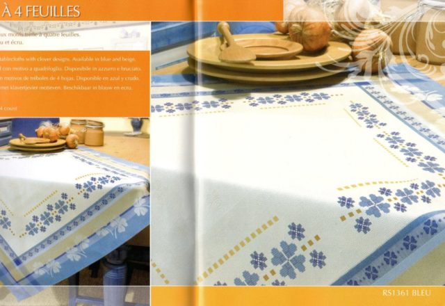 cross stitch tablecloth blue shamrocks (1)