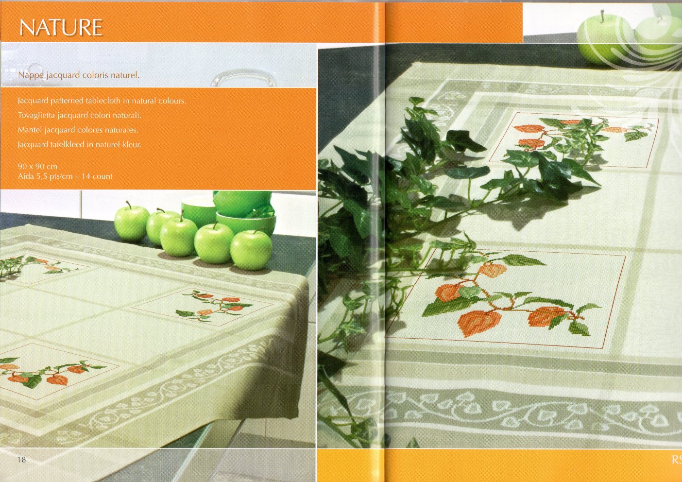 cross stitch tablecloth orange flowers (1)