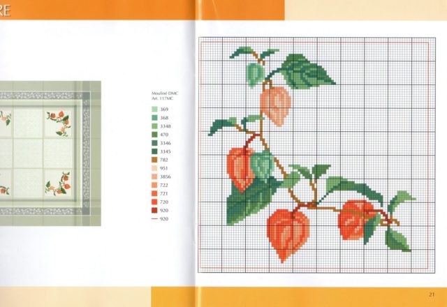 cross stitch tablecloth orange flowers (2)