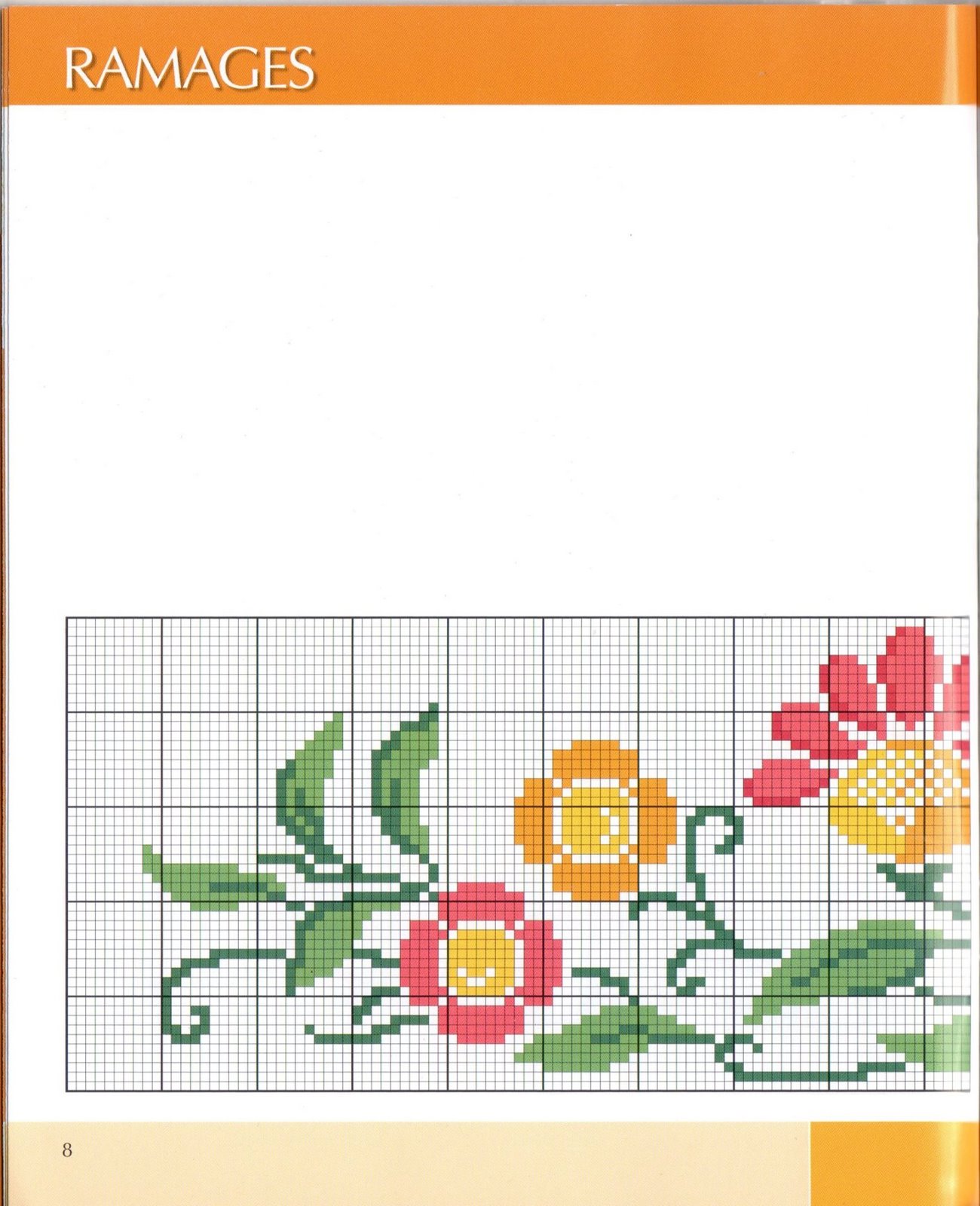 cross stitch tablecloth simple flowers pink and yellow (4)
