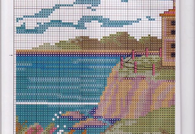 cushion cross stitch house by the sea (3)