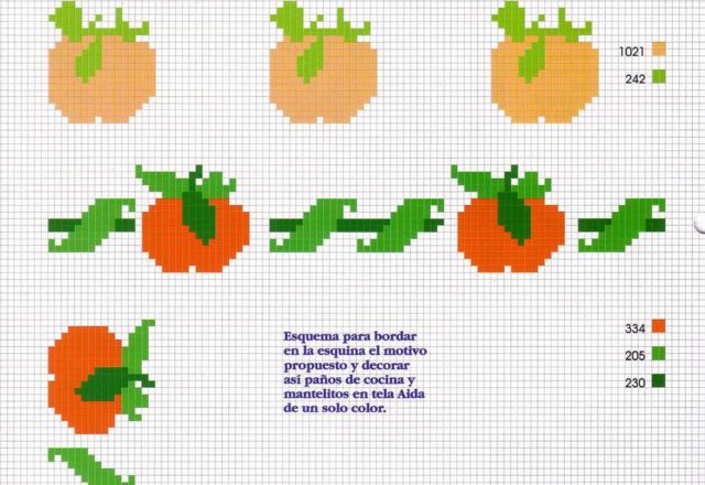 dishtowels cross stitch with apples and peaches (2)
