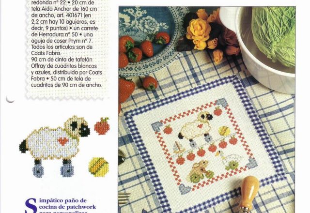 dishtowels cross-stitch with cute sheep (1)