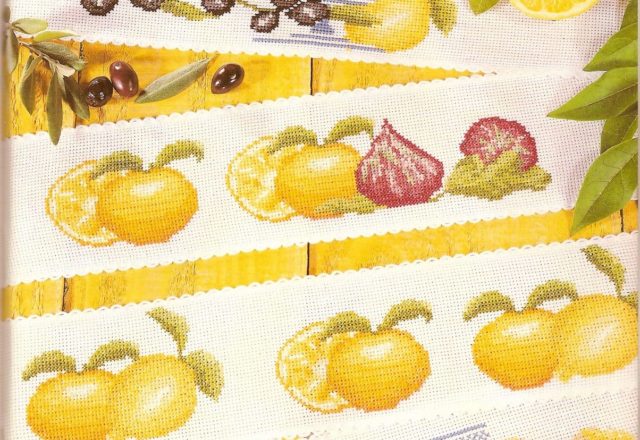 dishtowels cross stitch with figs and lemons (1)