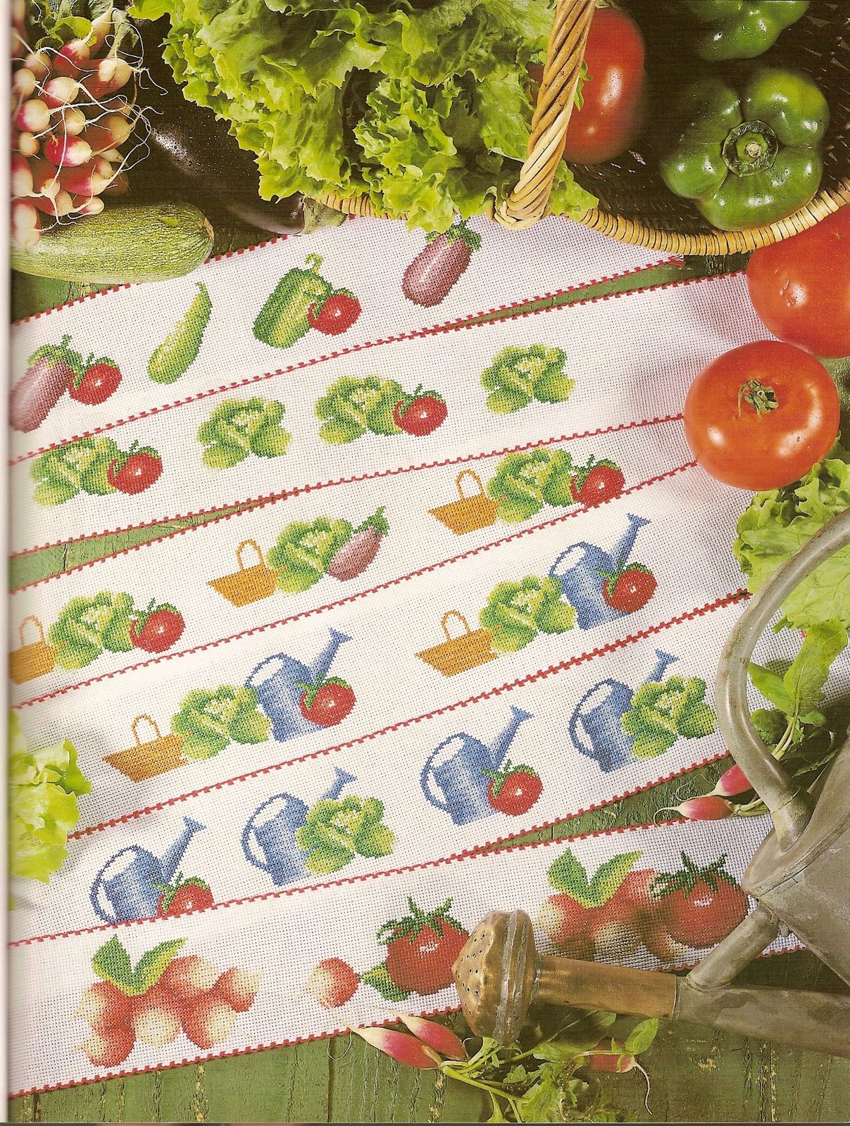 dishtowels cross stitch with fruits and vegetables (1)