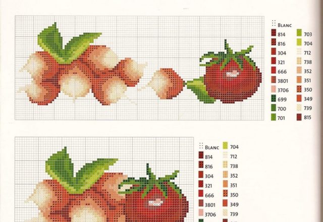 dishtowels cross stitch with fruits and vegetables (2)