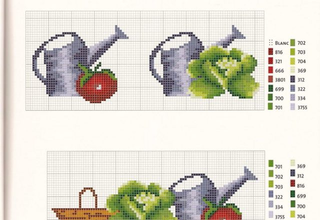 dishtowels cross stitch with fruits and vegetables (3)