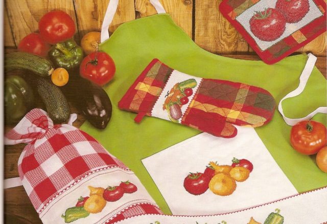 dishtowels cross stitch with fruits and vegetables (5)