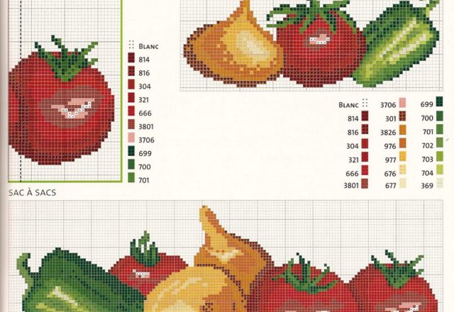 dishtowels cross stitch with fruits and vegetables (7)