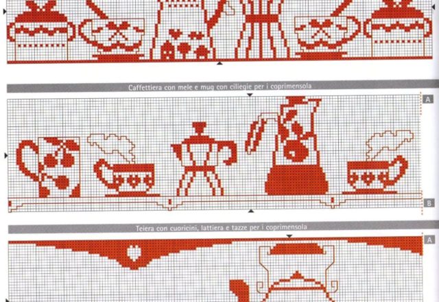 dishtowels monocolour red cross stitch coffee cups (1)