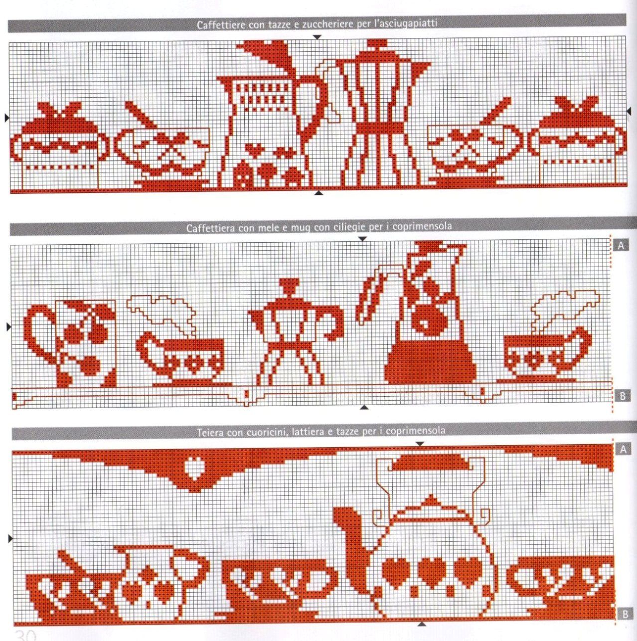 dishtowels monocolour red cross stitch coffee cups (1)