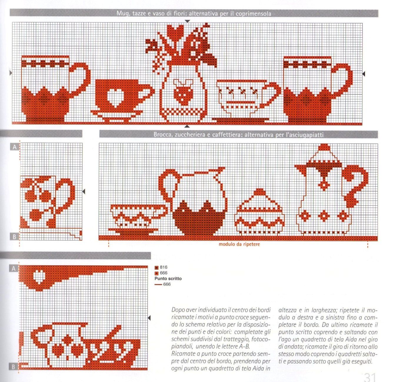 dishtowels monocolour red cross stitch coffee cups (2)