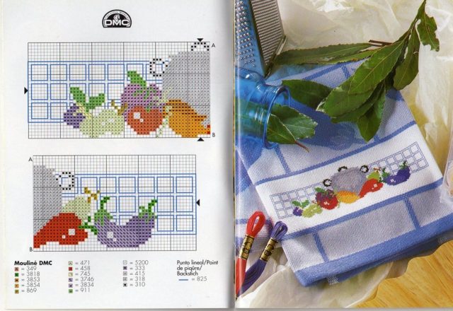 dishtowels pot with vegetables