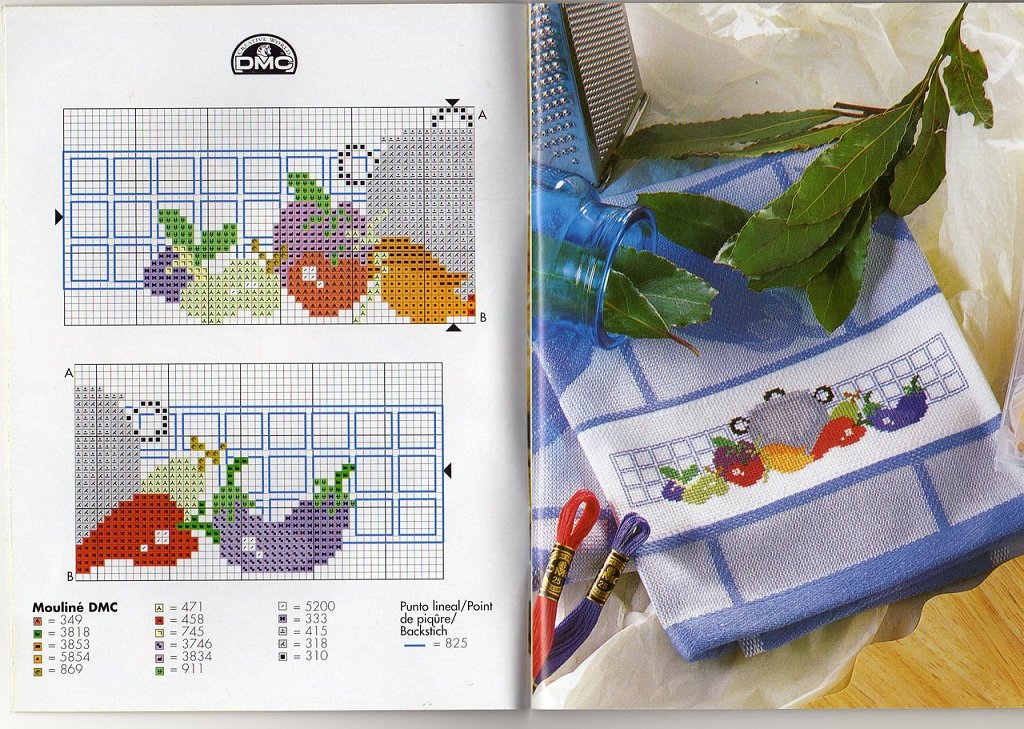 dishtowels pot with vegetables