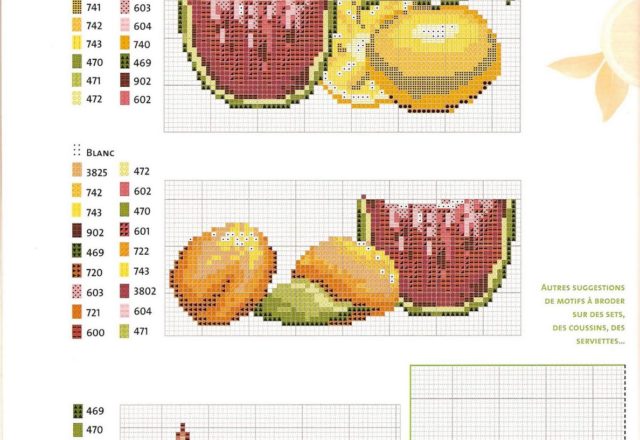 dishtowels with watermelon and melon cross stitch (2)