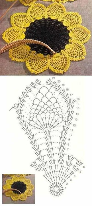 doily crochet round sunflowers
