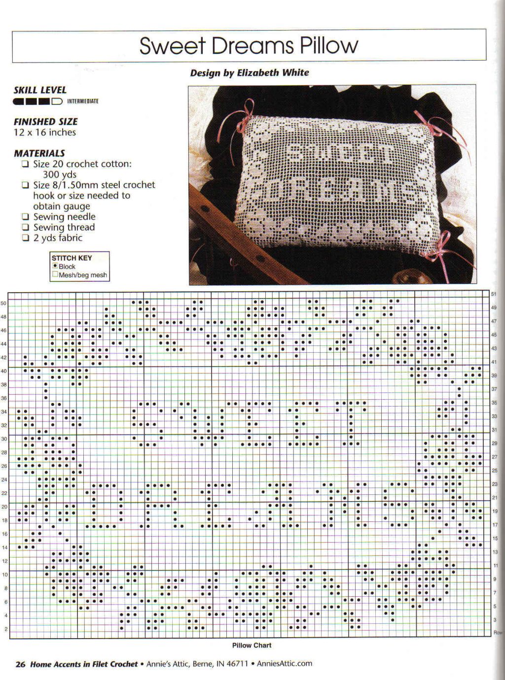 filet cushion sweet dreams