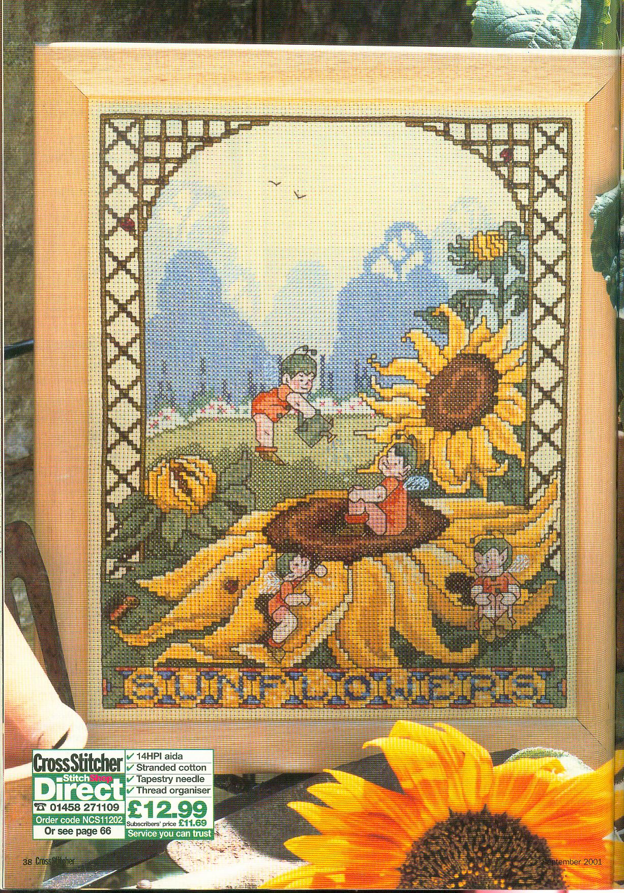 imagination of children and sunflowers cross stitch pattern (1)