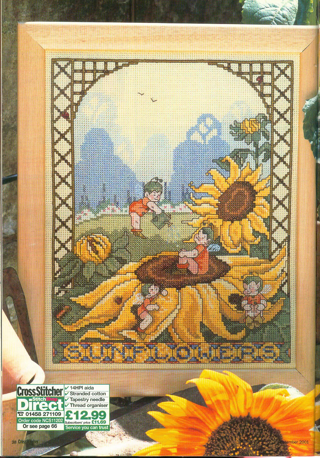 imagination of children and sunflowers cross stitch pattern (1)