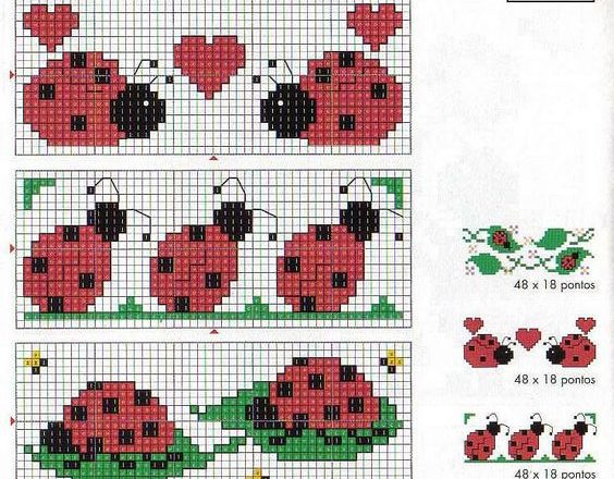 ladybugs cross stitch pattern baby bib