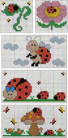 ladybugs flowers cross stitch patterns baby bibs