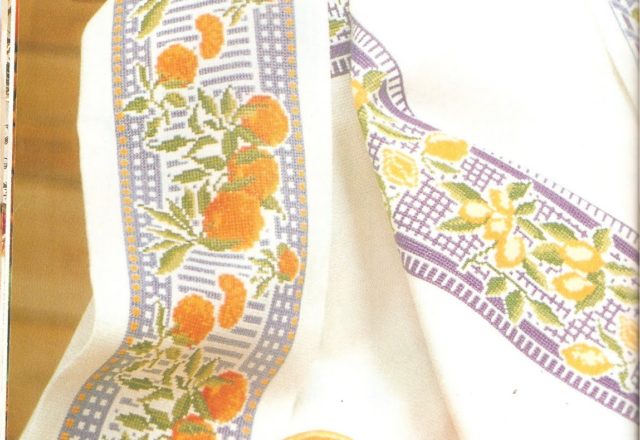 orange and fruits cross stitch border (1)