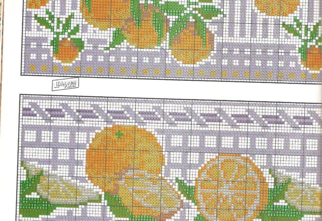 orange and fruits cross stitch border (3)