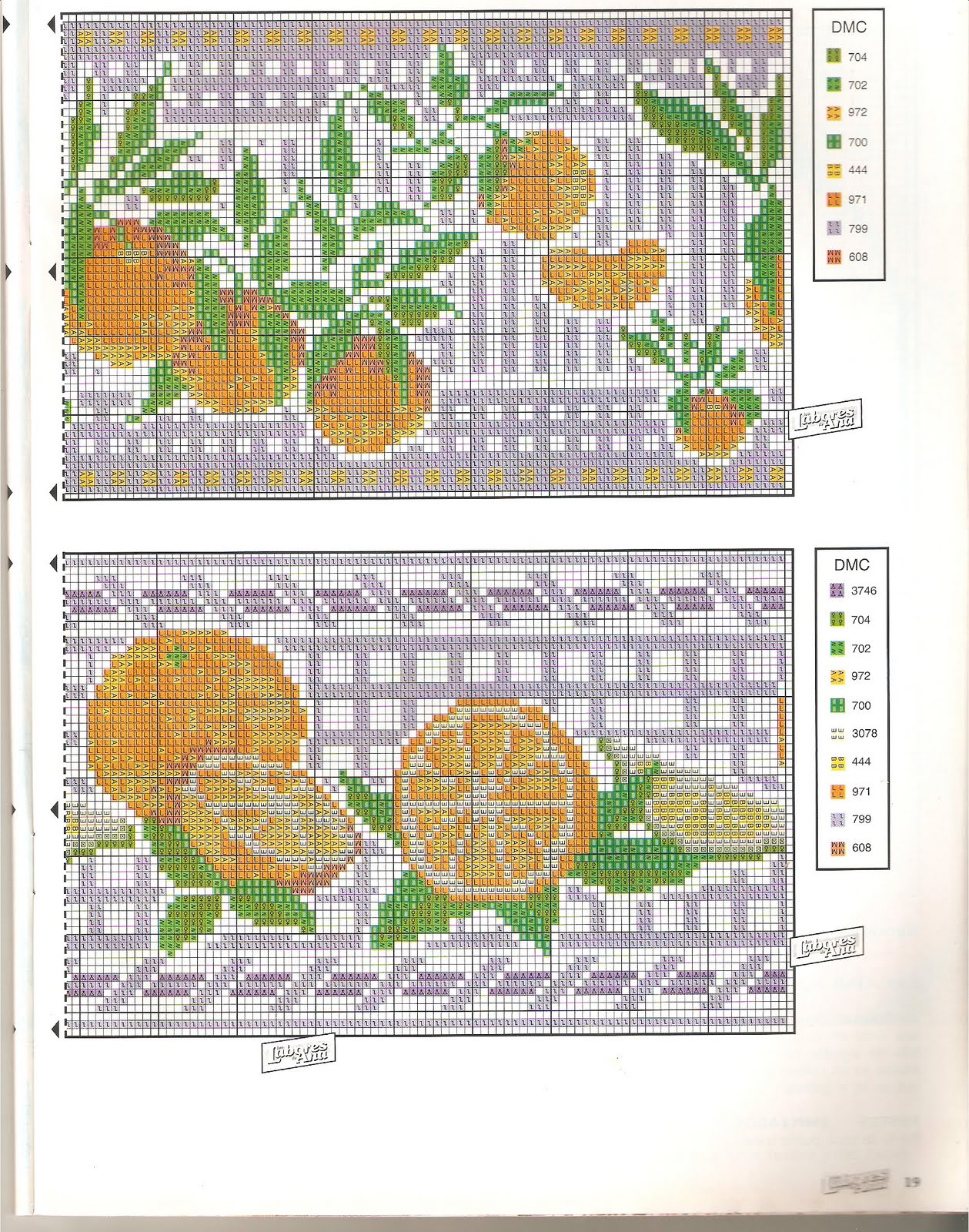 orange and fruits cross stitch border (4)