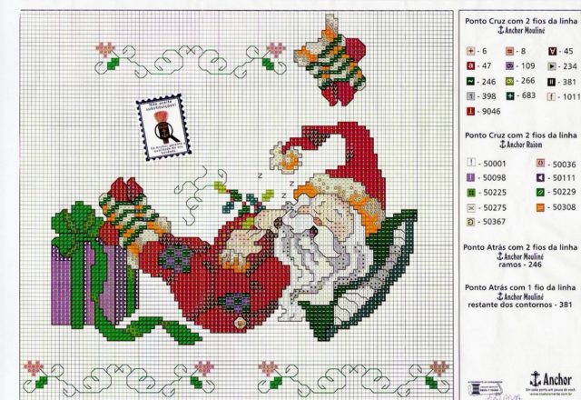 pattern of Santa Claus sleeping