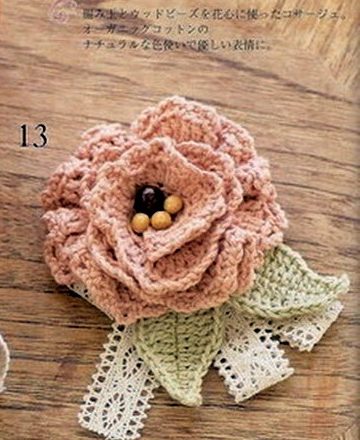 pink crochet brooch (1)