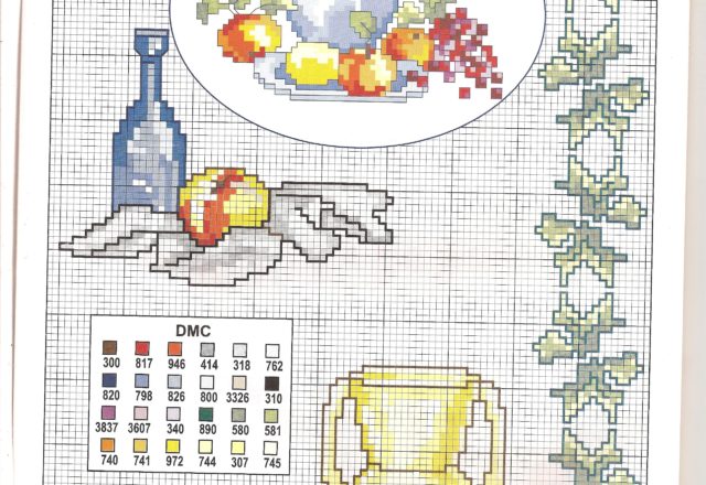 pitcher with bottle and fruits