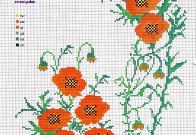 placemat and napkin with poppies cross stitch (2)