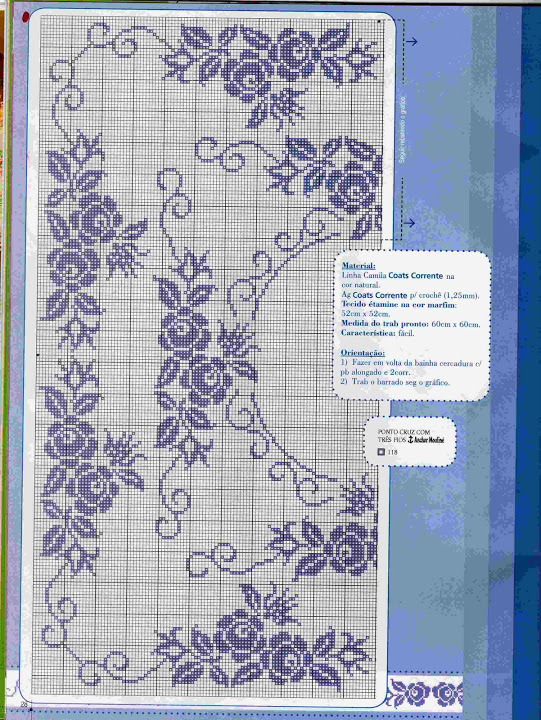 placemat of blue roses