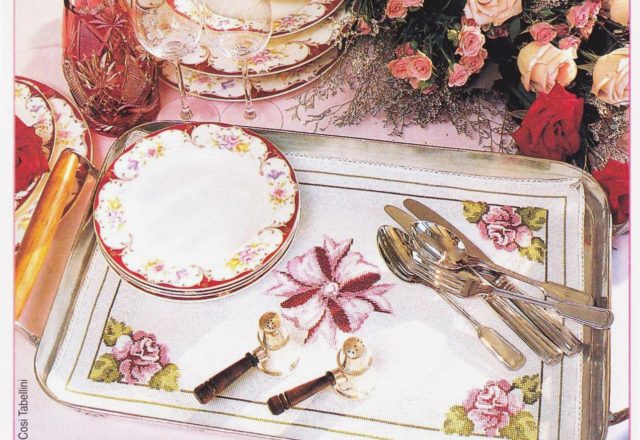 placemat tray cover roses ribbon (1)