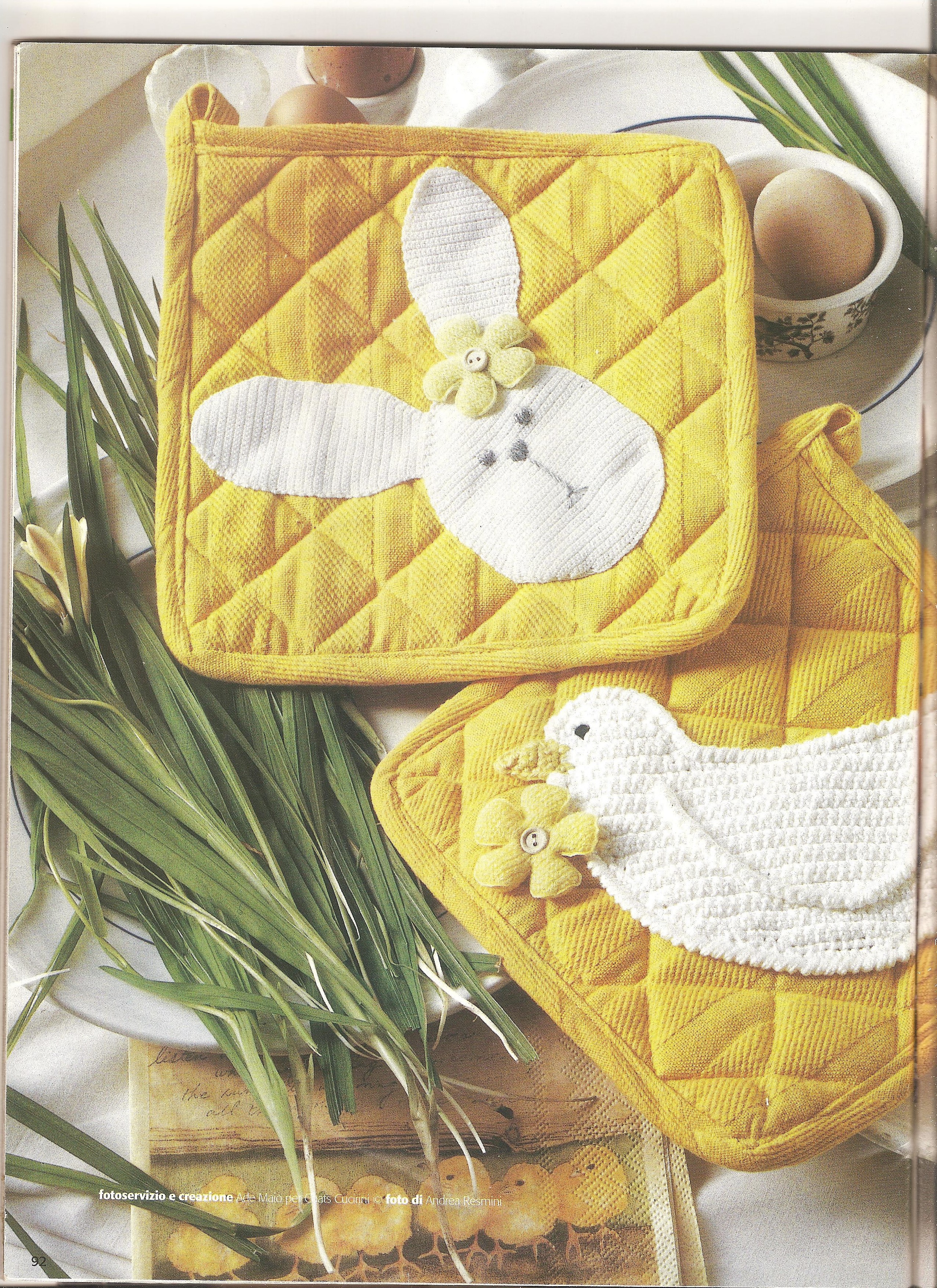 rabbit hen crochet potholder (2)