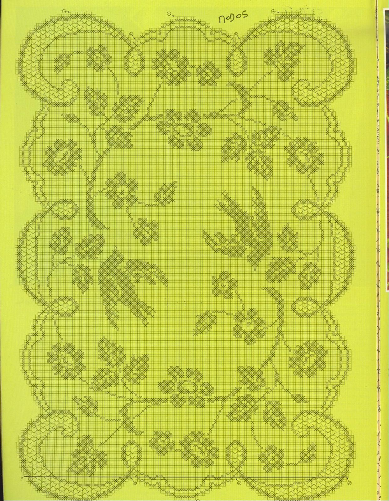rectangular doily branch of flowers and doves (2)